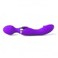 20 Function Double Ended Wand Massager, Silicone, PURPLE, BOTH ENDS INDEPENDENTLY VIBRATE 